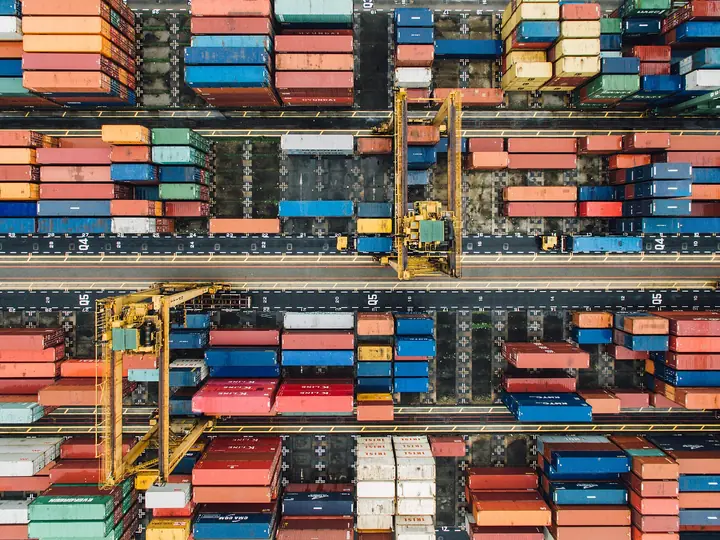 A container terminal seen from above