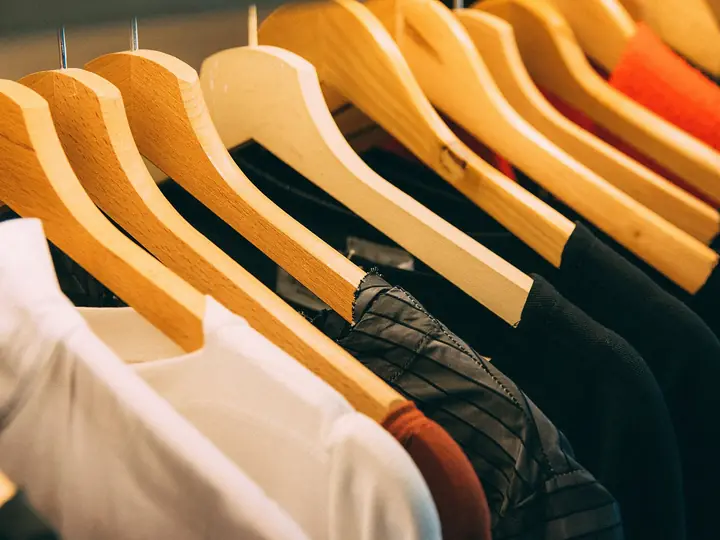 Finished T-shirts on hangers
