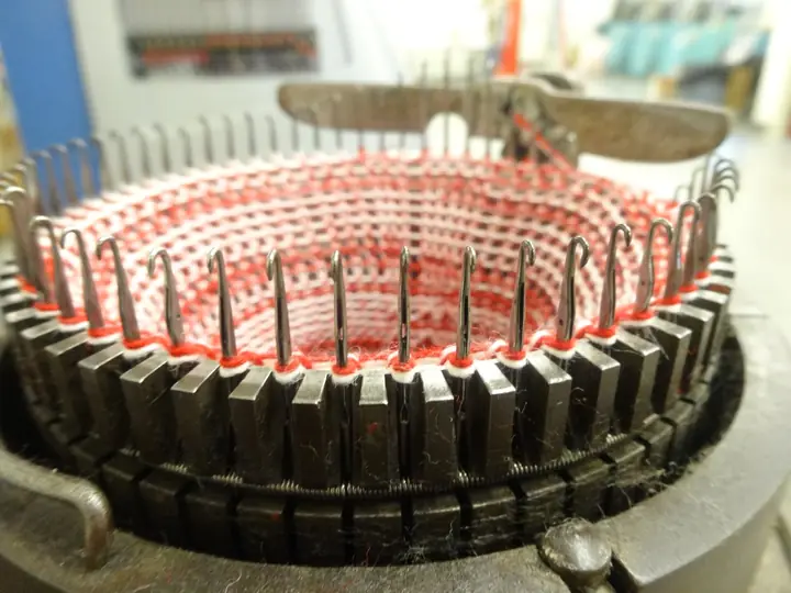The needle cylinder of a circular knitting machine